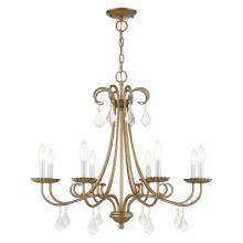  40878-48 - 8 Light Antique Gold Leaf Large Chandelier with Clear Crystals