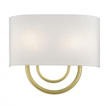 Livex Lighting 42892-33 - 2 Light Soft Gold ADA Sconce with Hand Crafted Off-White Fabric Shade