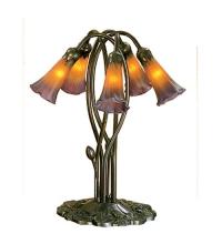Meyda Green 14962 - 17" High Amber/Purple Pond Lily 5 LT Table Lamp