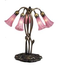  15925 - 17" High Pink Pond Lily 5 Light Table Lamp