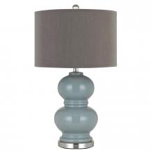 CAL Lighting BO-2884TB-BLU - Bergamo Ceramic Table Lamp With Hardback Plantium Grey Fabric Shade