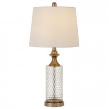 CAL Lighting B)-2959TB - 100W Breda Glass Table Lamp With Taper Drum Hardback Fabric Shade