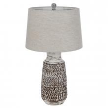 CAL Lighting BO-3087TB-2 - 150W 3 way Scottsboro ceramic table lamp and hardback taper drum soft burlap shade