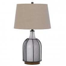 CAL Lighting BO-3124TB - 100W Morgan Glass Table Lamp with A 2W LED Night Light, Mesh Guard Design and Taper Drum Linen Shade
