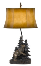  BO-2733TB - 150W 3 Way Forest Resin Table Lamp With Leatherette Shade