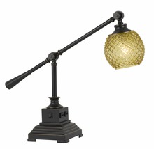  BO-2777DK - 60W Brandon Metal Desk Lamp With Glass Shade And 2 USB Outlets
