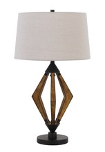  BO-2856TB - Valence 150W 3 Way Metal/Pine Wood Table Lamp