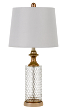  BO-2959TB-2 - 100W Breda Glass Table Lamp With Taper Drum Hardback Fabric Shade  (Priced And Sold As Pairs)