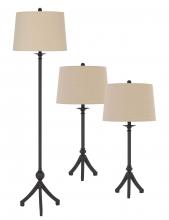  BO-2986-3 - 3 pcs package. 2 pcs of 150W 3 way metal table lamps. 1 pc of 150W 3 way adjustable metal floor lamp