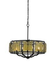  FX-3677-6 - 60W X 6 Revenna Forged Iron Chandelier With Hand Crafted Glass
