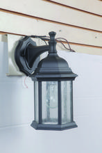  Z294-TB-CS - Hex Style Cast 1 Light Small Outdoor Wall Mount in Textured Black (Clear Seeded Glass)