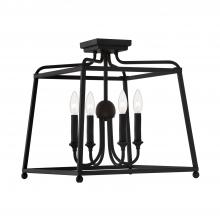  2243-BF_NOSHADE - Libby Langdon for Crystorama Sylvan 4 Light Black Forged Semi Flush Mount