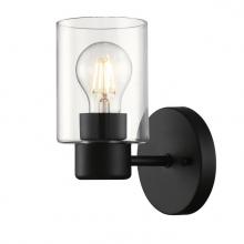  6115500 - 1 Light Wall Fixture Matte Black Finish Clear Glass