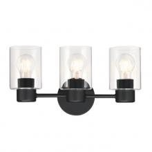  6115600 - 3 Light Wall Fixture Matte Black Finish Clear Glass