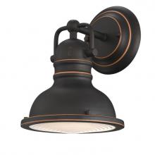  6116100 - 1 Light Wall Fixture Oil Rubbed Bronze Finish with Highlights Frosted Prismatic Acrylic Lens