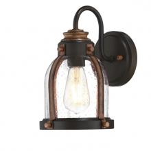  6118100 - 1 Light Wall Fixture Oil Rubbed Bronze Finish with Barnwood Accents Clear Seeded Glass