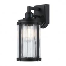  6120600 - Wall Fixture Textured Black Finish Clear Ribbed Glass