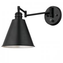 Westinghouse 6125400 - 1 Light Swing Arm Wall Fixture with On/Off Switch Matte Black Finish