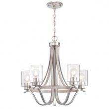  6576900 - 5 Light Chandelier Antique Ash and Brushed Nickel Finish Clear Seeded Glass
