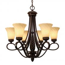 Golden 8106-6 CDB - Torbellino 6 Light Chandelier in Cordoban Bronze with Remolino Glass