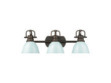 Golden 3602-BA3 RBZ-SF - Duncan 3-Light Bath Vanity in Rubbed Bronze with Seafoam