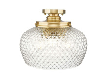 Golden 1088-3SF MBG-CLR - Adeline 3 Light Semi-Flush in Modern Brushed Gold with Clear Glass Shade