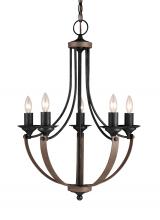Generation Lighting 3280405-846 - Corbeille traditional 5-light indoor dimmable ceiling chandelier pendant light in stardust weathered