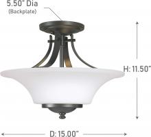 Generation Lighting SF240ORB - Feiss SF241ORB Barrington Glass Semi Flush Ceiling Lighting, Bronze, 2-Light (15"Dia x 12"H)