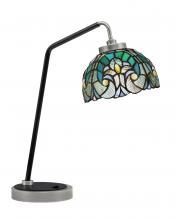  59-GPMB-9925 - Desk Lamp, Graphite & Matte Black Finish, 7" Turquoise Cypress Art Glass