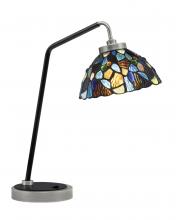  59-GPMB-9955 - Desk Lamp, Graphite & Matte Black Finish, 7" Blue Mosaic Art Glass