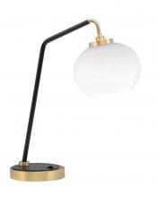  59-MBNAB-212 - Desk Lamp, Matte Black & New Age Brass Finish, 7" White Muslin Glass