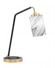  59-MBNAB-3009 - Desk Lamp, Matte Black & New Age Brass Finish, 4" Onyx Swirl Glass
