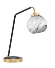  59-MBNAB-4109 - Desk Lamp, Matte Black & New Age Brass Finish, 5.75" Onyx Swirl Glass