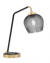  59-MBNAB-4602 - Desk Lamp, Matte Black & New Age Brass Finish, 6" Smoke Textured Glass