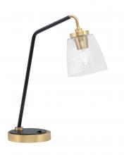  59-MBNAB-461 - Desk Lamp, Matte Black & New Age Brass Finish, 4.5" Square Clear Bubble Glass