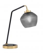  59-MBNAB-4622 - Desk Lamp, Matte Black & New Age Brass Finish, 6" Smoke Textured Glass