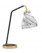  59-MBNAB-4769 - Desk Lamp, Matte Black & New Age Brass Finish, 6.25" Onyx Swirl Glass