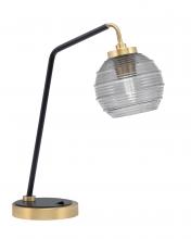  59-MBNAB-5112 - Desk Lamp, Matte Black & New Age Brass Finish, 6" Smoke Ribbed Glass