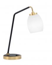  59-MBNAB-615 - Desk Lamp, Matte Black & New Age Brass Finish, 5" White Linen Glass