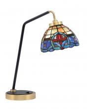  59-MBNAB-9355 - Desk Lamp, Matte Black & New Age Brass Finish, 7" Sierra Art Glass