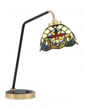  59-MBNAB-9365 - Desk Lamp, Matte Black & New Age Brass Finish, 7" Earth Star Art Glass