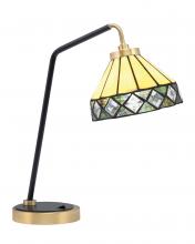  59-MBNAB-9405 - Desk Lamp, Matte Black & New Age Brass Finish, 7" Diamond Peak Art Glass