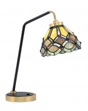  59-MBNAB-9435 - Desk Lamp, Matte Black & New Age Brass Finish, 7" Grand Merlot Art Glass