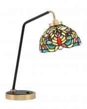  59-MBNAB-9905 - Desk Lamp, Matte Black & New Age Brass Finish, 7" Kaleidoscope Art Glass
