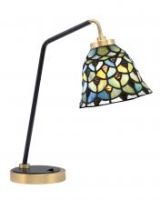  59-MBNAB-9965 - Desk Lamp, Matte Black & New Age Brass Finish, 7" Crescent Art Glass