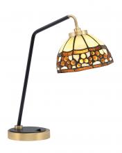  59-MBNAB-9975 - Desk Lamp, Matte Black & New Age Brass Finish, 7" Roman Jewel Art Glass