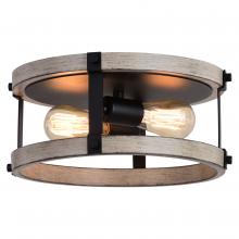  C0282 - Danvers 13-in Flush Mount Textured Black and Weathered Gray
