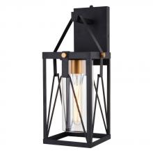  T0635 - Evanston 7-in. Outdoor Wall Light Matte Black and Light Gold