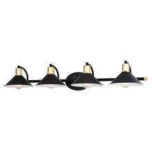 Vaxcel International W0437 - Akron 4 Light Vanity Matte Black and Natural Brass with Matte White