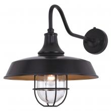  T0571 - Dorado 15 in. W Outdoor Wall Light with Caged Clear Glass Dark Bronze with Light Gold